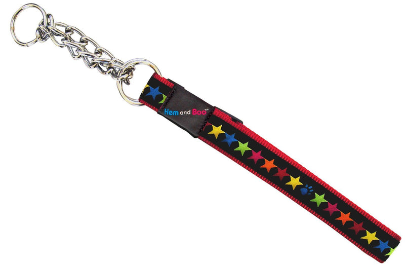 Hem and Boo Stars Black on Red Dog Training Collar 3/4 Inch x 14-20 Inch / 1.9 x 35-50 cm 3/4-inchx 14-20-inch/1.9 x 35-50 cm - PawsPlanet Australia
