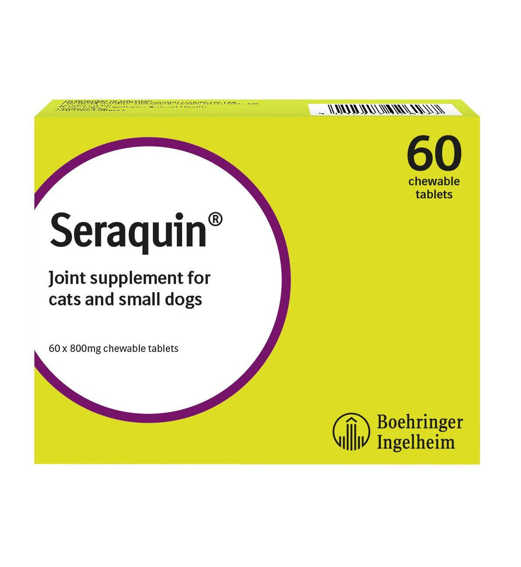 Seraquin Veterinary Joint Supplement with Turmeric for Cats and Small Dogs - 60 x 800 mg Chewable Tablets 0.8 g (Pack of 1) - PawsPlanet Australia
