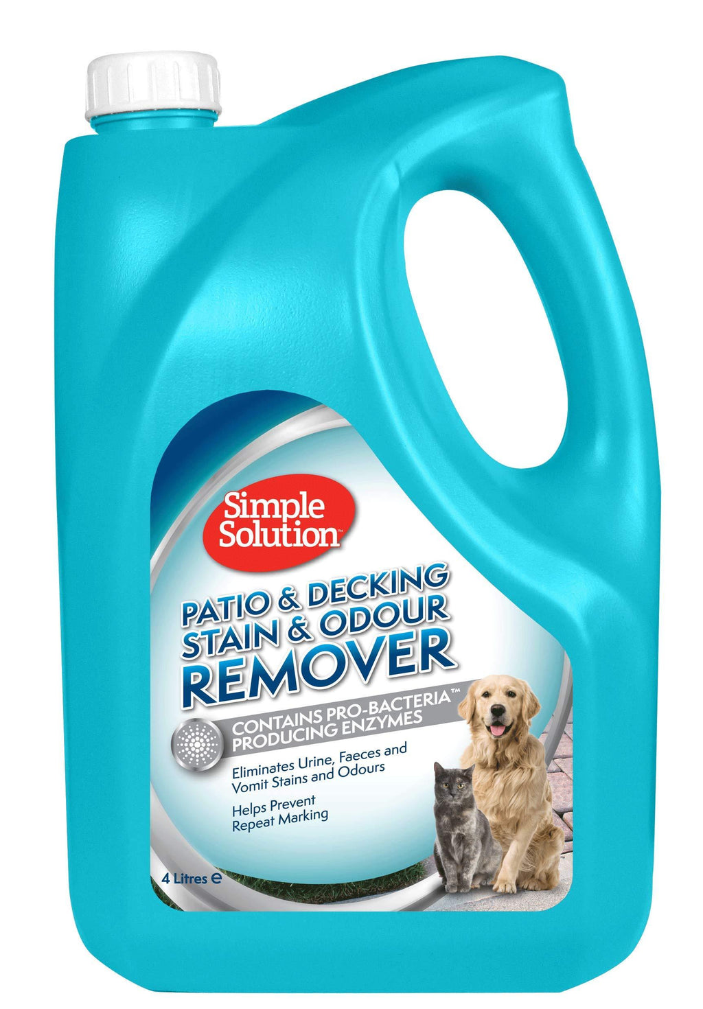 Simple Solution Patio & Decking Pet Stain and Odour Remover | Enzymatic Cleaner with Pro-Bacteria Cleaning Power - 4 Litre - PawsPlanet Australia