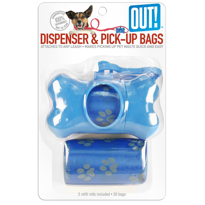 Out! Bone Dispenser for Dogs with 30 Waste Pick-Up Bags, Blue - PawsPlanet Australia