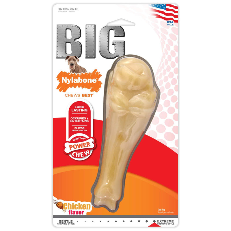 Nylabone Extreme Tough Dog Chew Toy Big Turkey Leg Bone, Cleans Teeth, Chicken Flavour, XXL, for Dogs Over 23 kg - PawsPlanet Australia