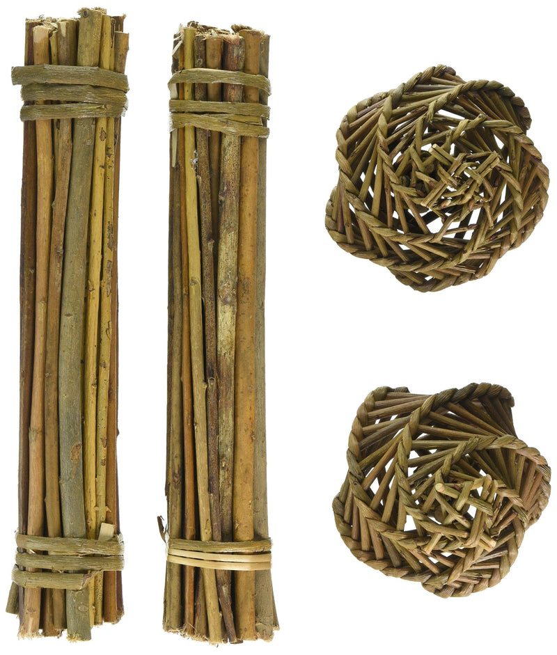 Happypet® Nature First Willow Value Pack - 2 Willow Sticks & 2 Willow Balls - Suitable for Small Animals - PawsPlanet Australia