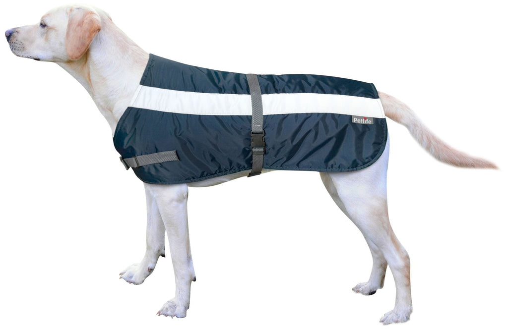 Petlife Flectalon Hi-Vis Dog Jacket Complete with Thermal Lining, 10-inch, Navy Blue - PawsPlanet Australia