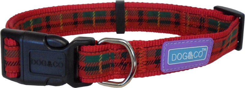 Dog & Co Tartan Collar, 0.5-inch, Red Red Tartan - PawsPlanet Australia