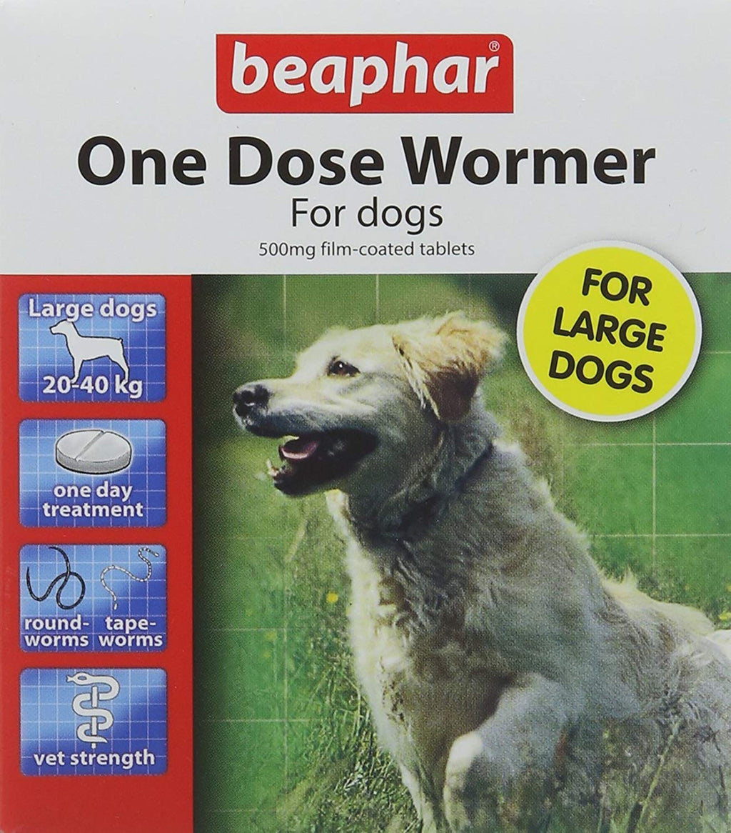 Beaphar One Dose Wormer for Large Dogs 4 Tablets (Pack of 2, Total 8 Tablets) - PawsPlanet Australia