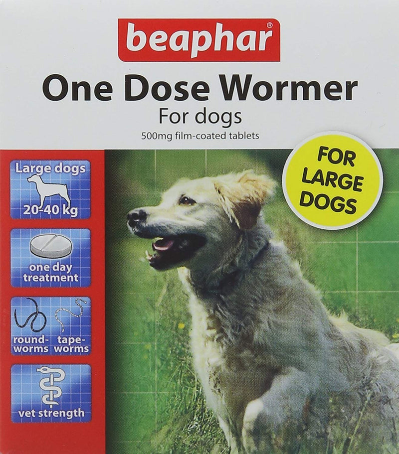 Beaphar One Dose Wormer for Large Dogs 4 Tablets (Pack of 2, Total 8 Tablets) - PawsPlanet Australia