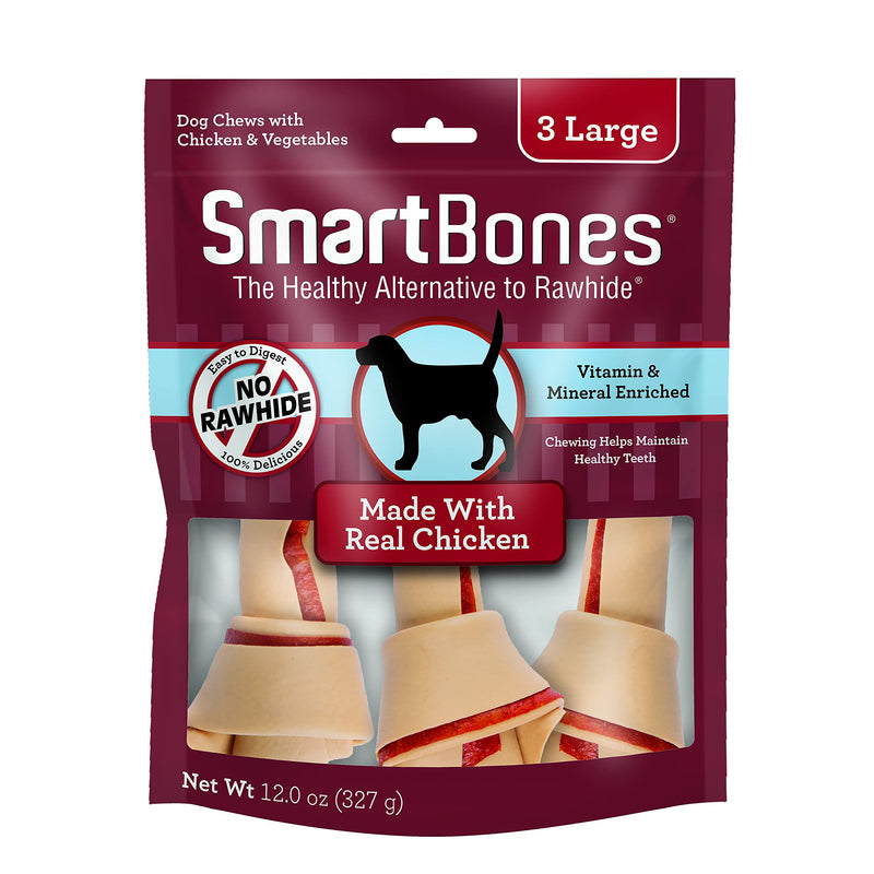 SmartBones Chicken Dog Chew, Large, 3 pieces/pack Large | 3 Count - PawsPlanet Australia