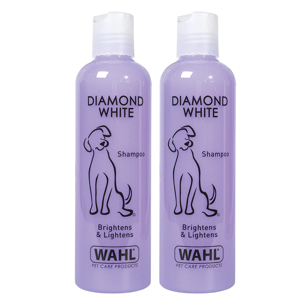 WAHL Diamond White Shampoo, Dog Shampoo, Shampoo for Pets, Natural Pet Friendly Formula, For White and Light Pet Coats, Ready-to-Use, Remove Dirt and Stains, Twin Pack Diamond White Twin Pack - PawsPlanet Australia