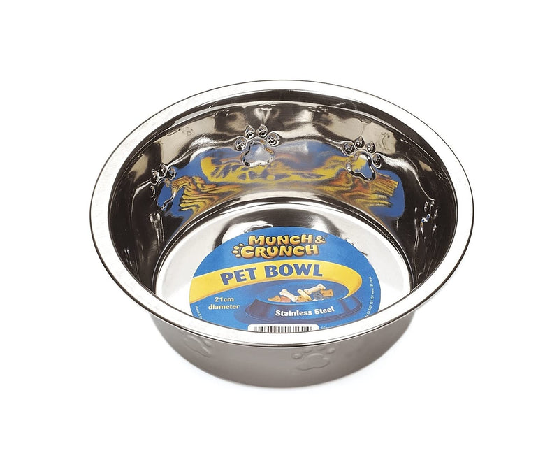 Munch & Crunch Large 21cm Stainless Steel Pet Bowl - PawsPlanet Australia