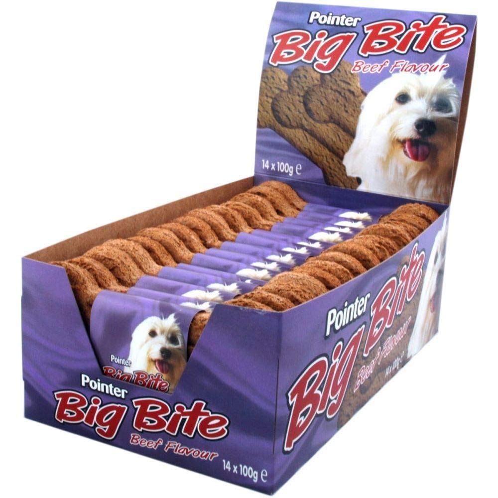 Pointer Big Bite Biscuit Beef Flavoured Dog Treat x 14 - PawsPlanet Australia