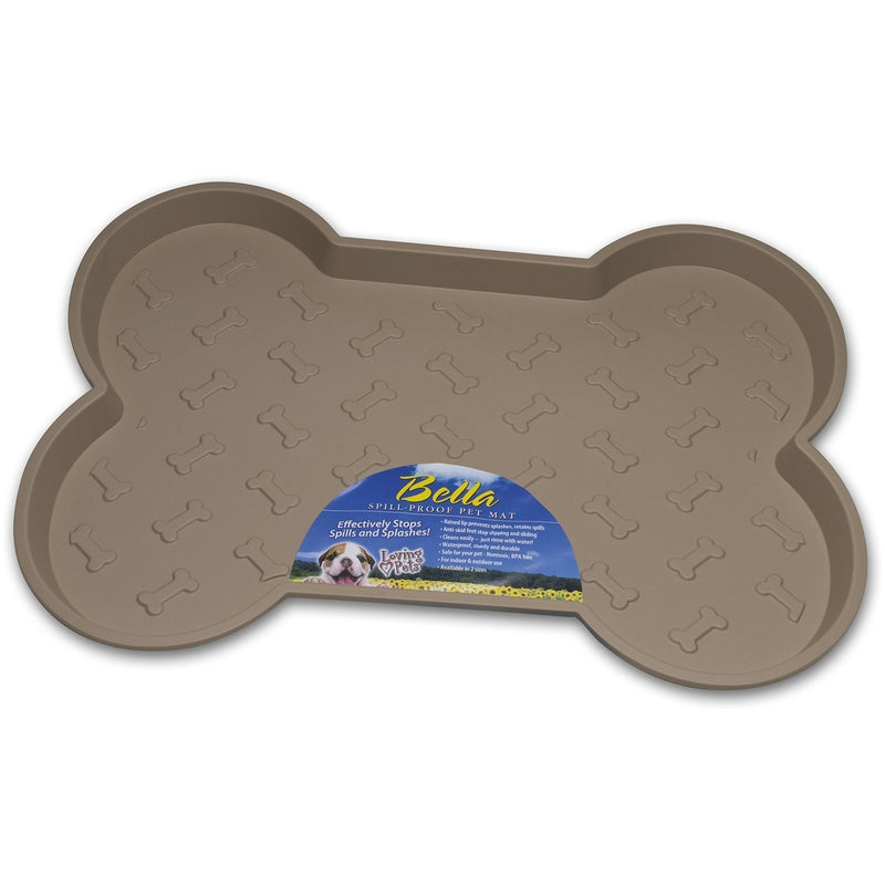 Bella Spill-Proof Pet Mat For Dogs - Ideal For Dog And Cat Food And Water Bowls- Skid Resistant Backing Ensures The Mat Stays Where You Place It - Large, Tan L - PawsPlanet Australia