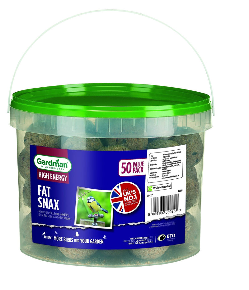 Gardman High Energy Fat Snax for Wild Birds, Pack of 50 1 Natural - PawsPlanet Australia