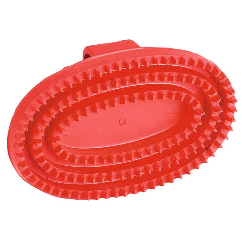 Kerbl Rubber Curry Comb Oval Hard Rubber Red - PawsPlanet Australia