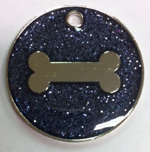 Personalised Engraved 25mm Enamel Glitter Pet ID Tag Dog Bone Design - PawsPlanet Australia