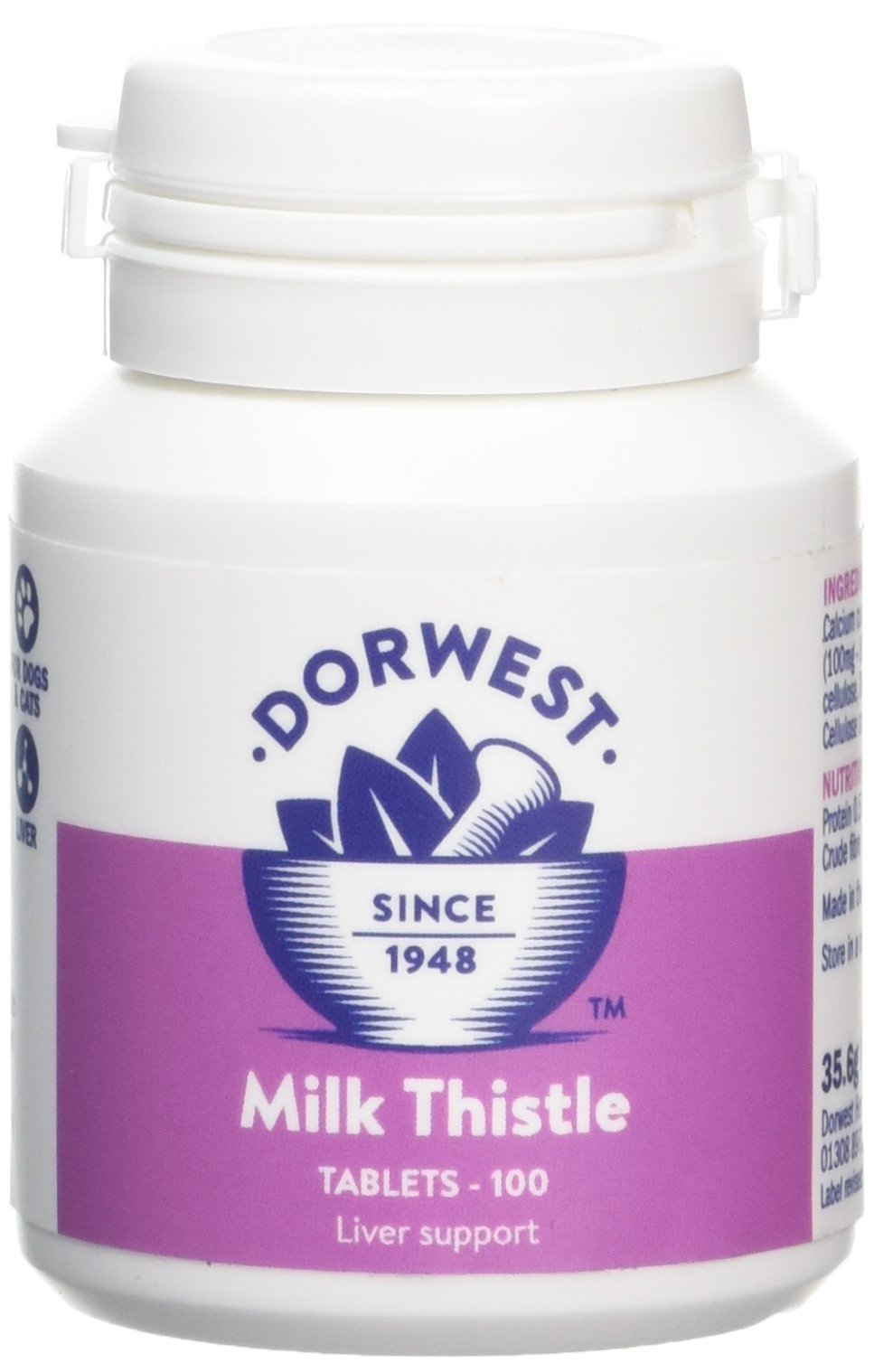 Dorwest Herbs Milk Thistle Tablets for Dogs and Cats 100 Tablets 100 Count (Pack of 1) - PawsPlanet Australia