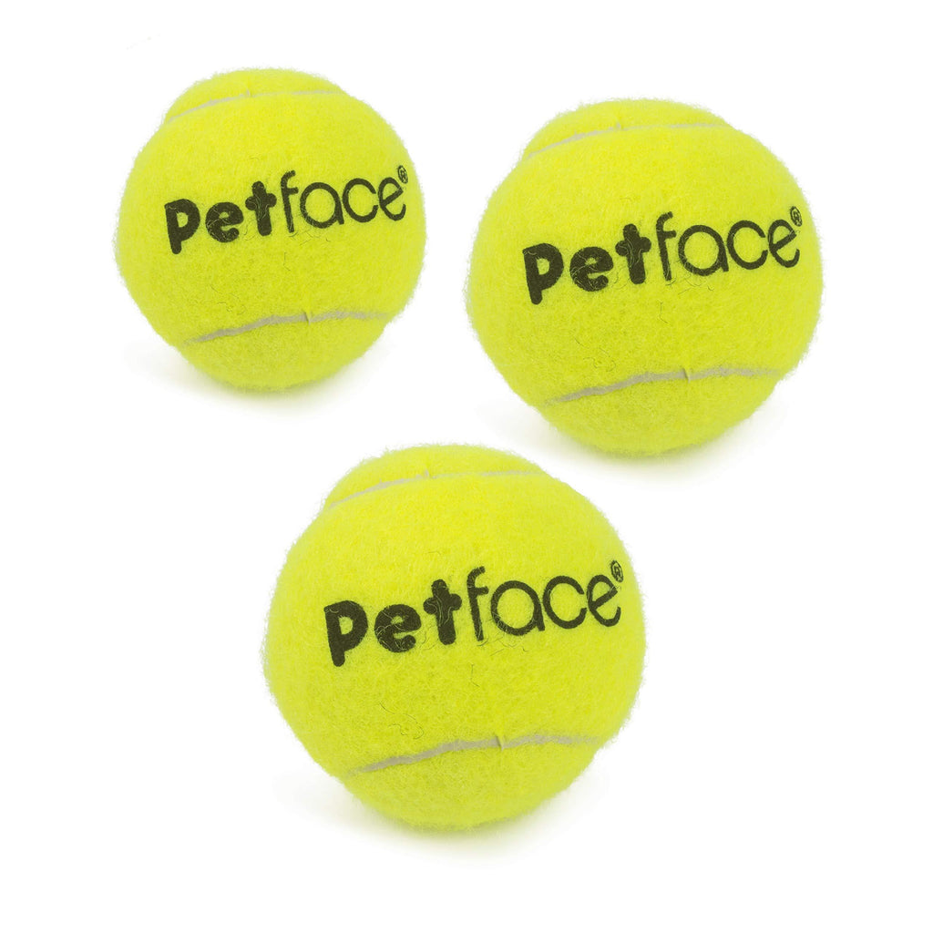 Petface Super Tennis Balls Dog Toy, 6cm, Pack of 3, Yellow - Tennis Ball - PawsPlanet Australia