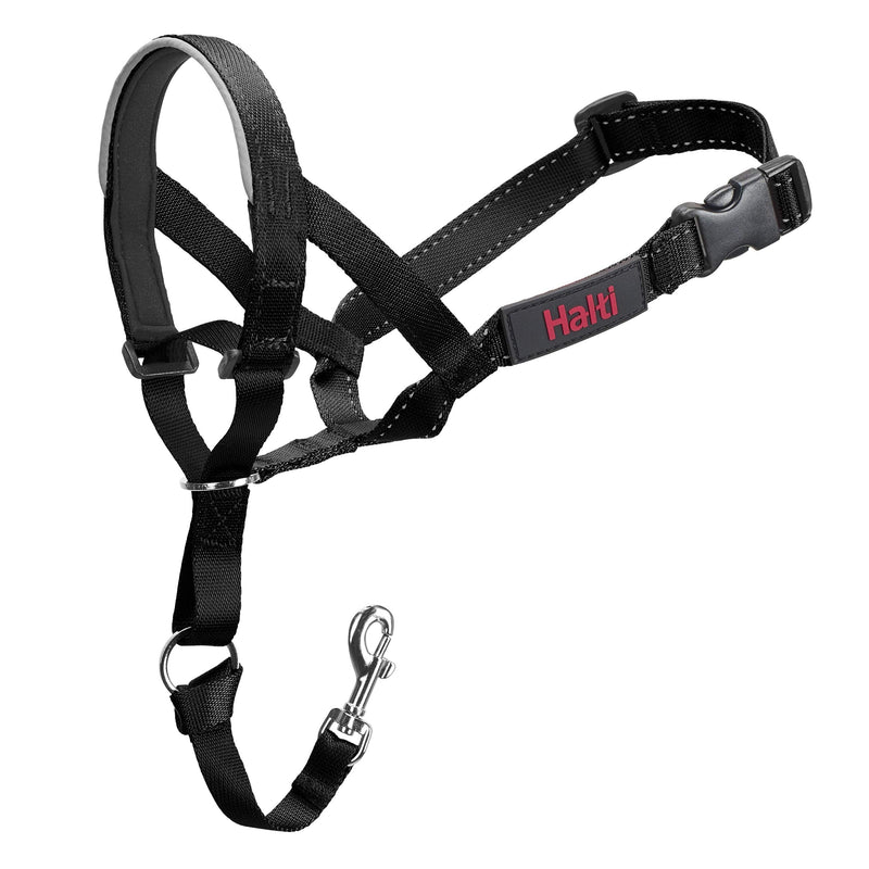HALTI Headcollar Size 3 Black, UK Bestselling Dog Head Harness to Stop Pulling on the Lead, Easy to Use, Padded Nose Band, Adjustable & Reflective, Professional Anti-Pull Training Aid for Medium Dogs - PawsPlanet Australia