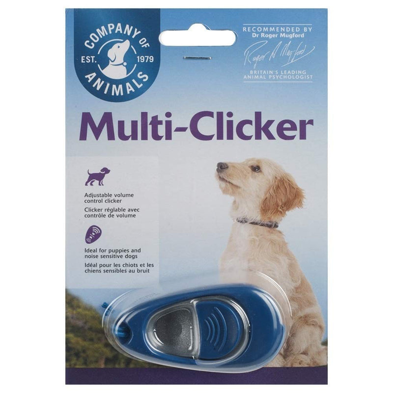 The Company of Animals Multi-Clicker, Adjustable Volume, Loud and Quiet Clicks, Easy to Click, Wrist Strap, For all Dogs Including Sensitive Dogs and Puppies - PawsPlanet Australia