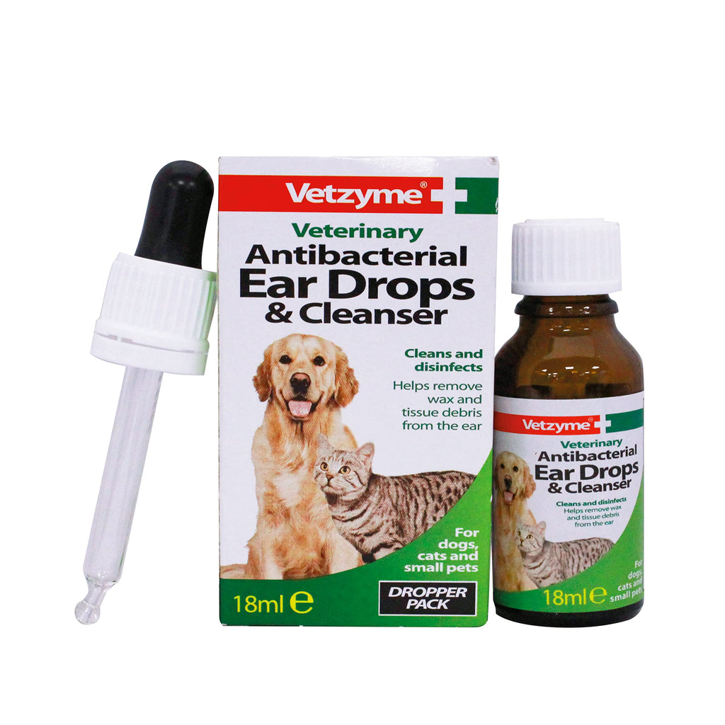 Vetzyme | Antibacterial Dog Ear Drops, also Suitable for Cats & Small Pets | Fights infection & Soothes Irritation (18 ml) - PawsPlanet Australia