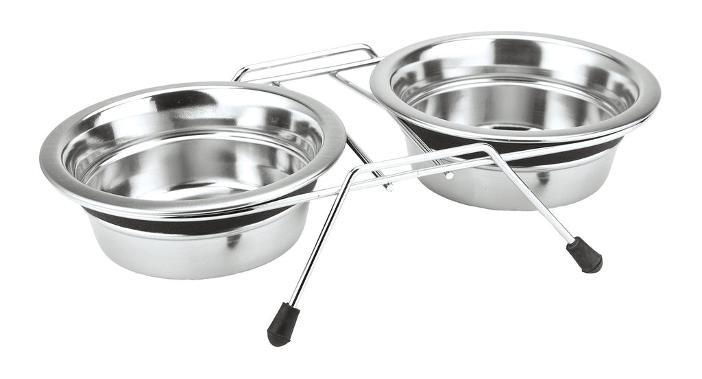 Nobby Double Bowl Stainless Steel Silent Diner, 13 cm, 0.50 Litre - PawsPlanet Australia