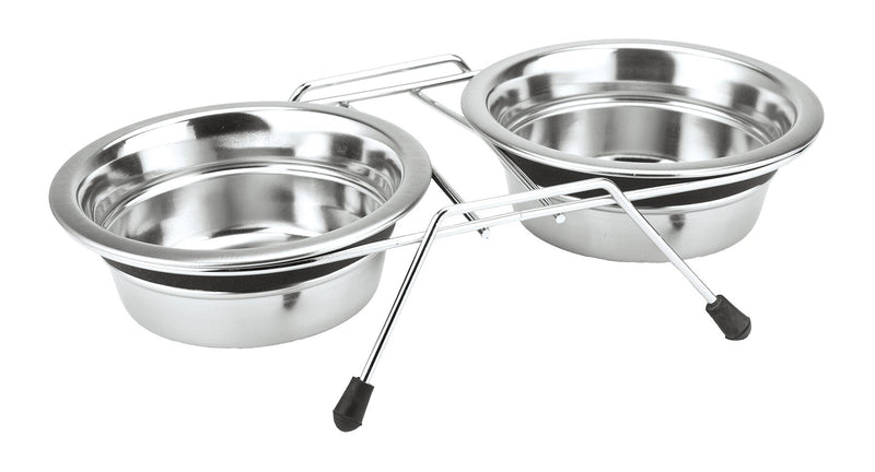 Nobby Double Bowl Stainless Steel Silent Diner, 13 cm, 0.50 Litre - PawsPlanet Australia