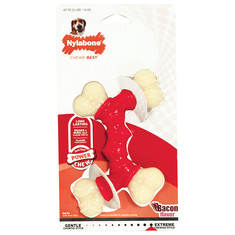 [Australia] - Nylabone Double Bone Power Chew Long-Lasting Dog Toy Medium/Wolf - Up to 35 lbs. None 