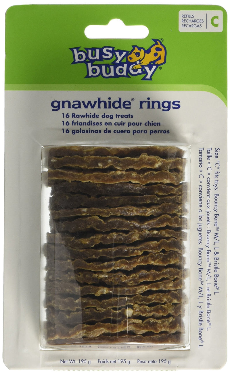 PetSafe Busy Buddy Gnawhide Rings - Natural Rawhide Refills - Size B Brown - PawsPlanet Australia