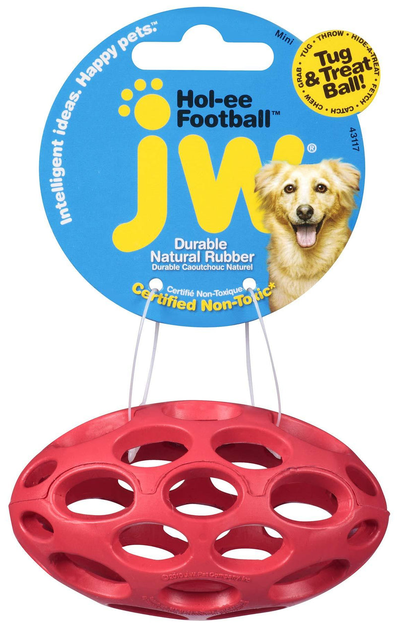 JW Hol-ee Roller American Football Shaped Durable Rubber Dog Toy, Chew Treat Dispensing Ball - Mini - PawsPlanet Australia