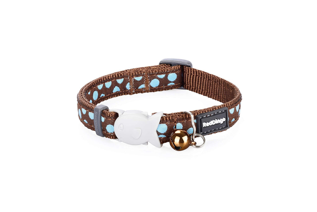 Red Dingo Patterned Cat Collar, 12 mm, Neck Size 20 - 32 cm, Brown/ Blue Spots Brown/Blue Spots - PawsPlanet Australia