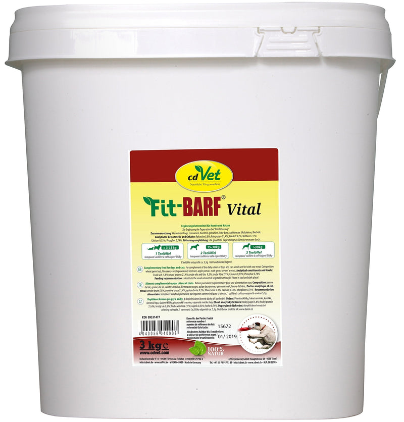 cdVet Naturprodukte Fit-BARF Vital 3 kg - Dog - wheat seedlings - bioenergetic power - immune system - strengthening the body - folic acid - lactating dogs - raw feeding - BARF- 3000 g - PawsPlanet Australia