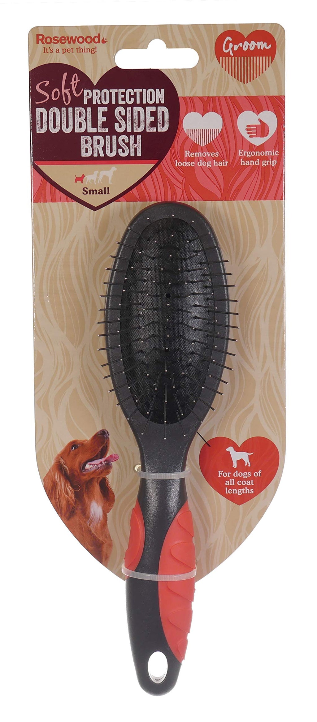 Rosewood Soft Protection Salon Grooming Double Sided Brush, Small S - PawsPlanet Australia