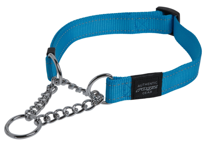 Reflective Nylon Choke Collar; Slip Show Obedience Training Gentle Choker for Extra Large Dogs, Turquoise - PawsPlanet Australia
