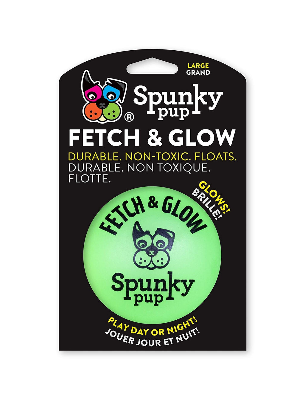 Spunky Pup Fetch and Glow Ball, Large Large - 3.5 inch diameter Assorted Colors - PawsPlanet Australia