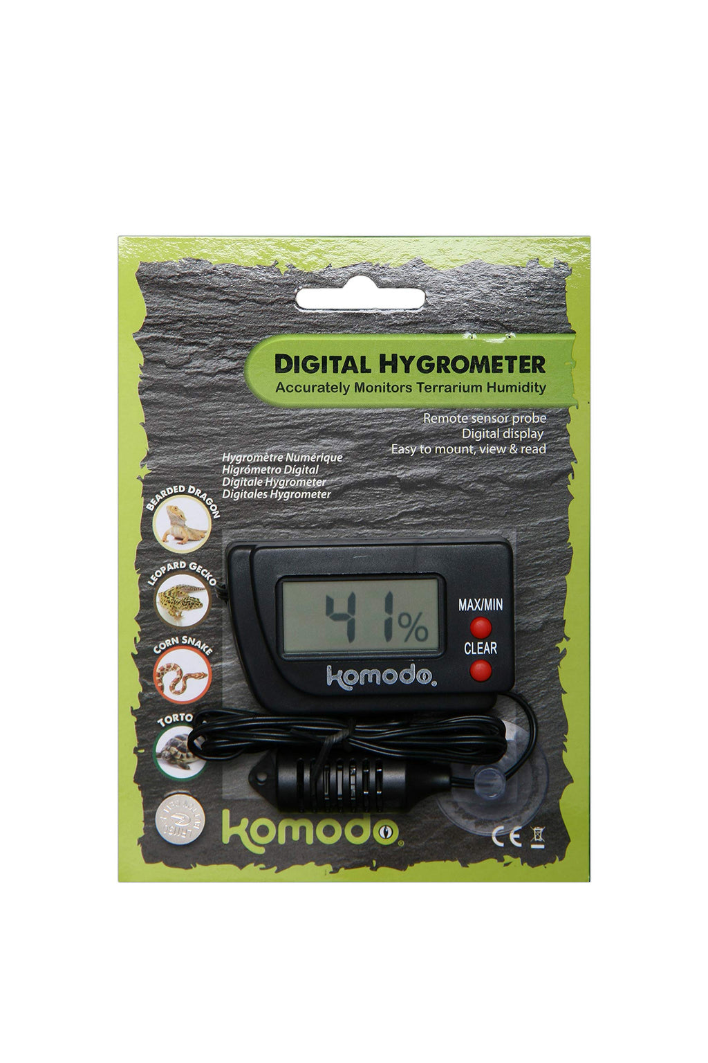 Komodo Digital Hygrometer, Digital Hygrometer for Reptile Habitats - PawsPlanet Australia