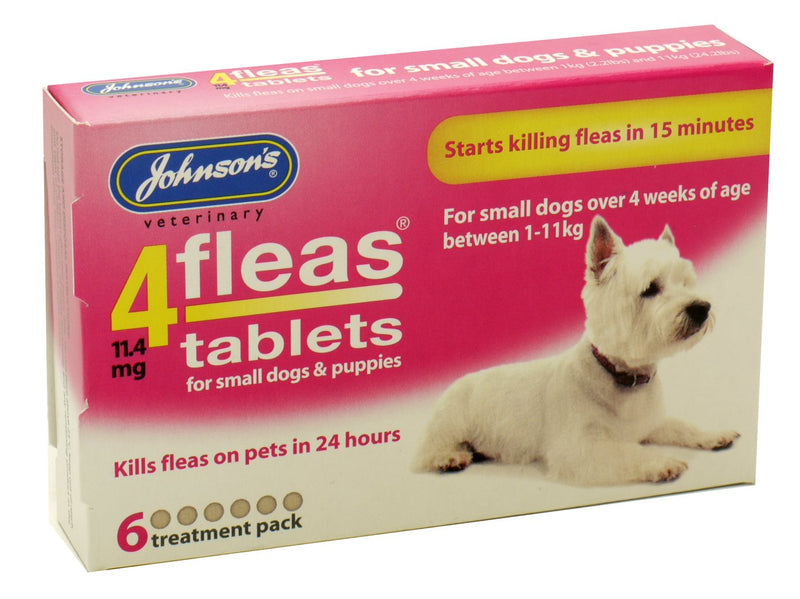 Johnsons 4 Fleas Tablets for Small Dogs & Puppies x 6 Tablets 30g - Bulk Deal of 6x - PawsPlanet Australia