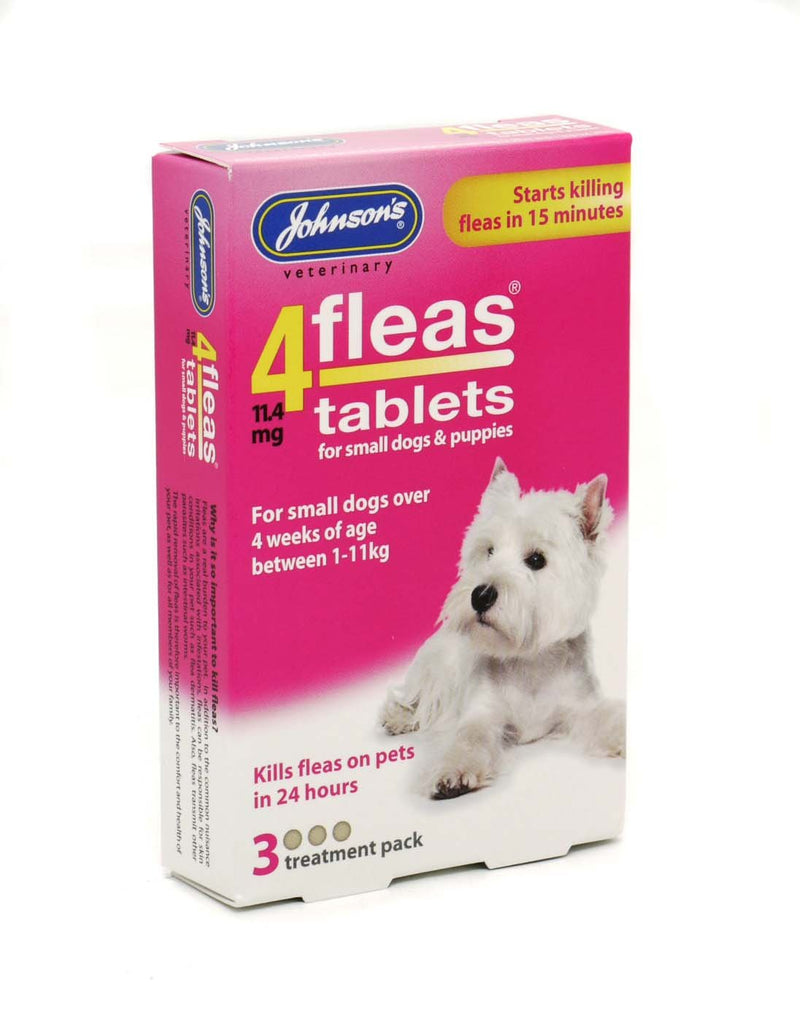 Johnsons 4 Fleas Tablets for Small Dogs & Puppies x 3 Tablets 30g - Bulk Deal of 6x - PawsPlanet Australia