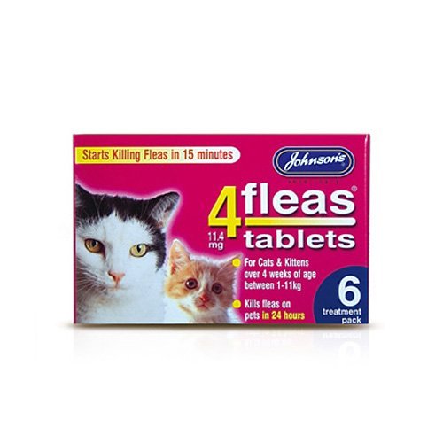 Johnsons 4 Fleas Tablets for Cats & Kittens x 6 Tablets 50g - Bulk Deal of 6x - PawsPlanet Australia