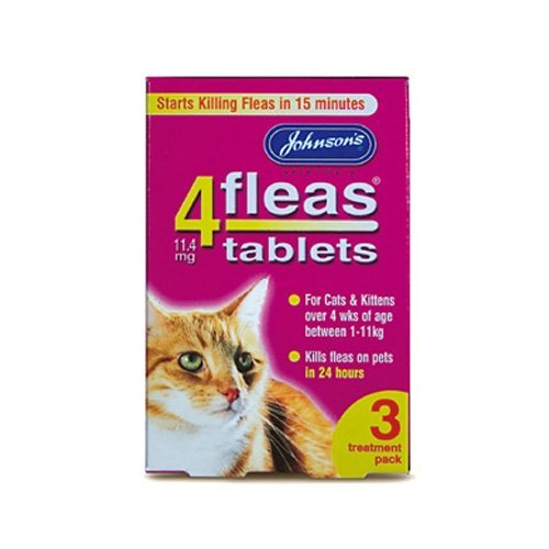 Johnsons 4 Fleas Tablets for Cats & Kittens x 3 Tablets 50g - Bulk Deal of 6x - PawsPlanet Australia