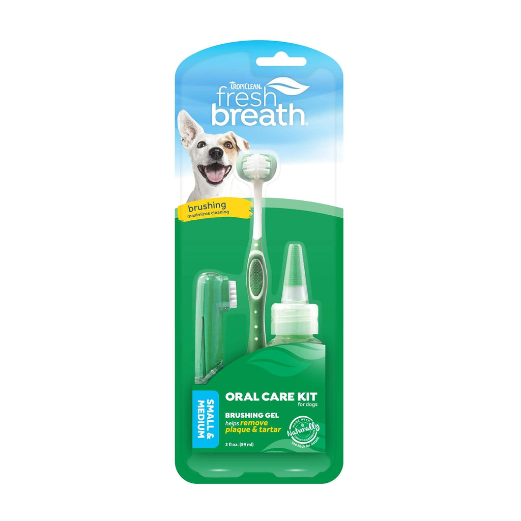 TropiClean Fresh Breath Clean Teeth Oral Care Brushing Solutions - Complete Dental Defense Against Plaque & Tartar - Healthy Mouth - Faster Brushing Small Dog Original Kit - PawsPlanet Australia