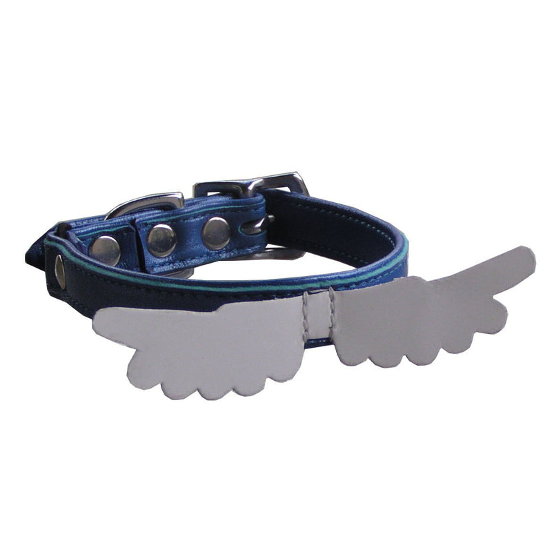 Angel Wings Leather Safety Cat Collar - All Shook Up (Blue) - PawsPlanet Australia