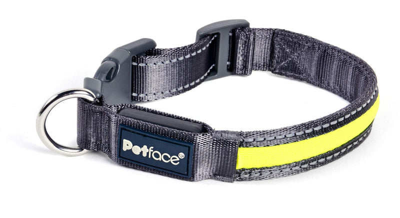 Petface Outdoor Paws Flashing Yellow Reflective Collar, Medium - PawsPlanet Australia