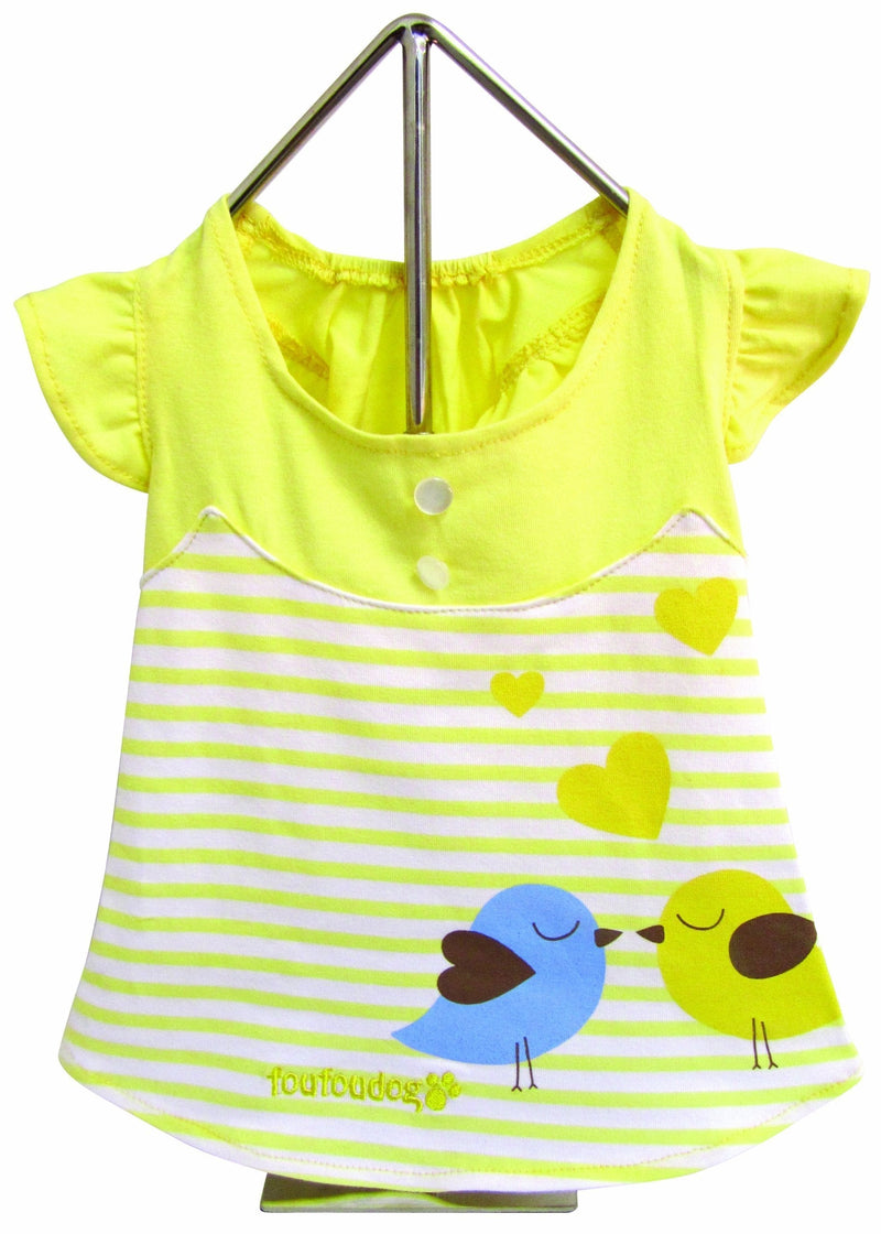 FouFou Dog Miss Lovebird Dress Yellow L Dog Dress - PawsPlanet Australia