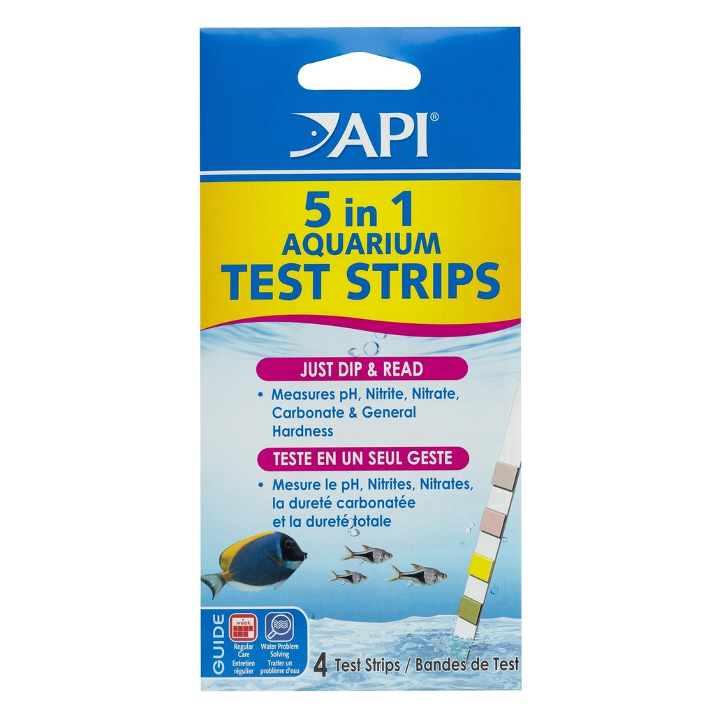 API 5-IN-1 TEST STRIPS Freshwater and Saltwater Aquarium Test Strips 4-Count Box 4 Strips Single - PawsPlanet Australia