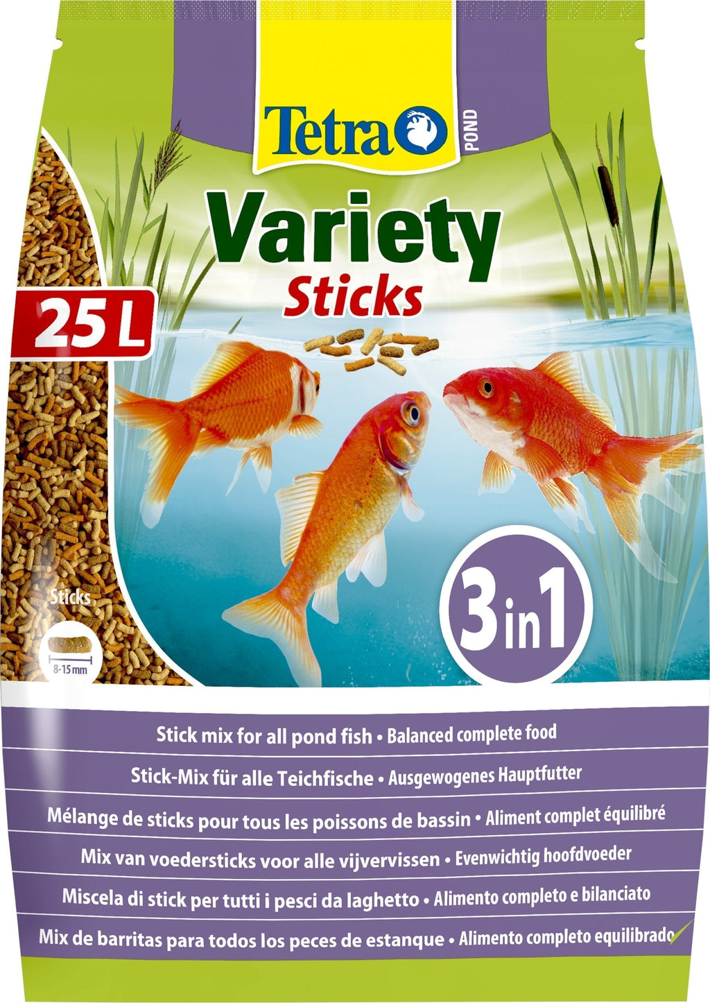 Tetra Pond Variety Sticks Fish Food, Mix of Three Different Food Sticks for All Pond Fish, 25 Litre - PawsPlanet Australia