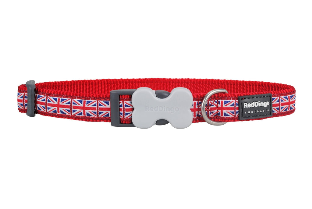 Red Dingo Union Jack Flag Patterned Dog Collar, L, 25 mm, 41 - 63 cm Neck Size - PawsPlanet Australia