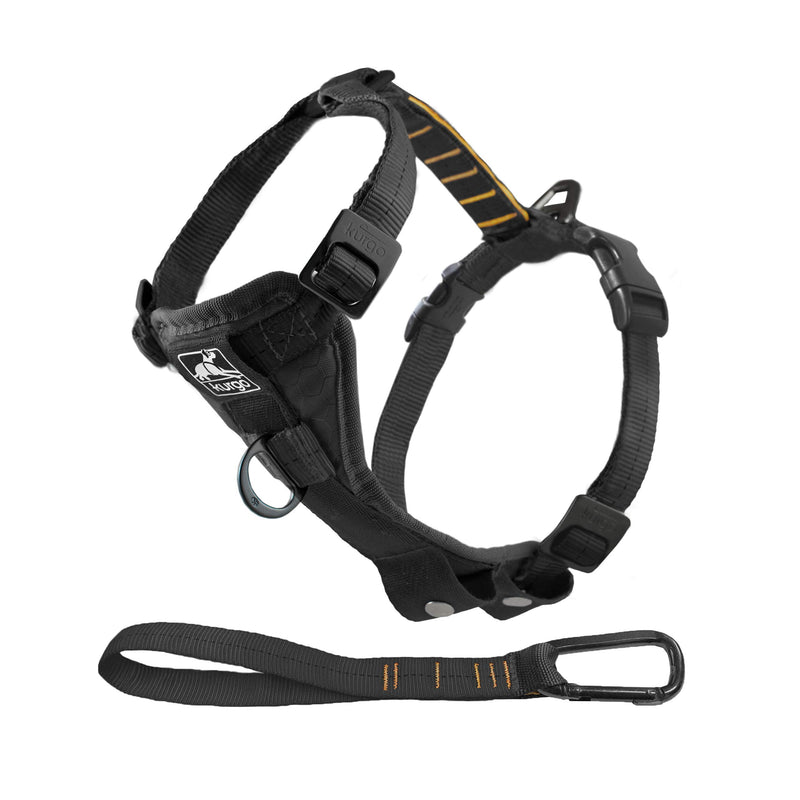 Kurgo Tru-Fit Smart Dog Walking Harness, Quick Release Buckles, No-Pull Training Clip, Includes Seat Belt Tether, Extra Small-Black X-Small - PawsPlanet Australia