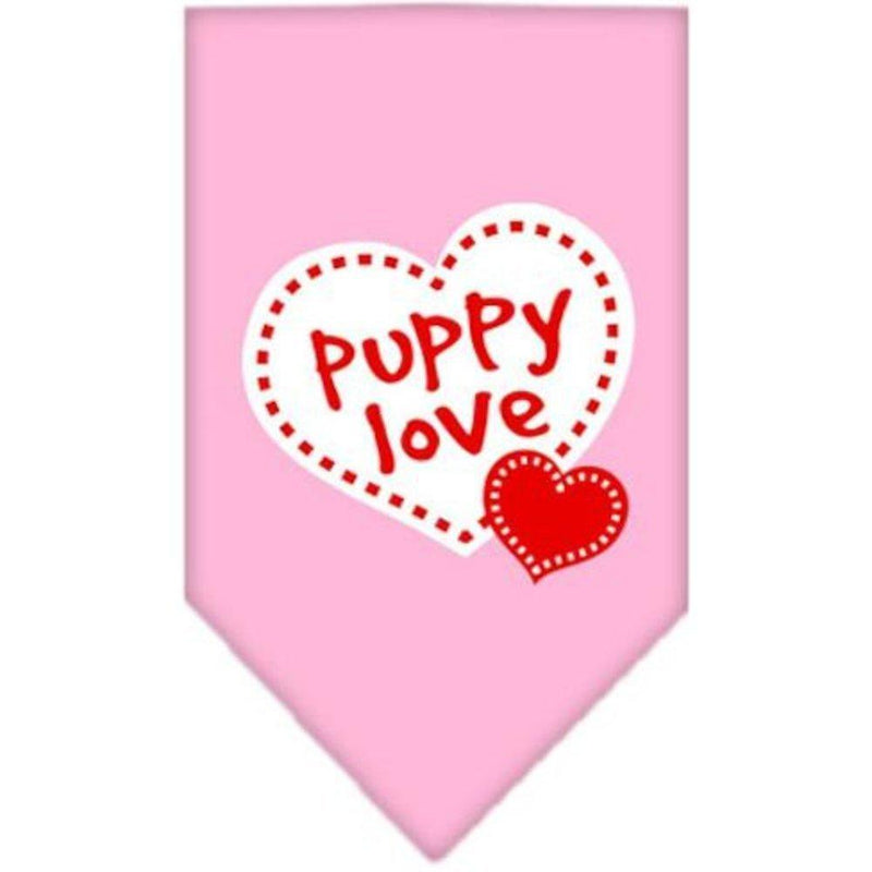 Mirage Puppy Love Screen Print Dog Bandana, Large, Light Pink L - PawsPlanet Australia