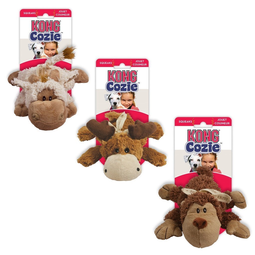 KONG - Cozie Naturals - Indoor Cuddle Squeaky Plush Dog Toy (Assorted Characters) - For Medium Dogs 1 Count (Pack of 1) - PawsPlanet Australia