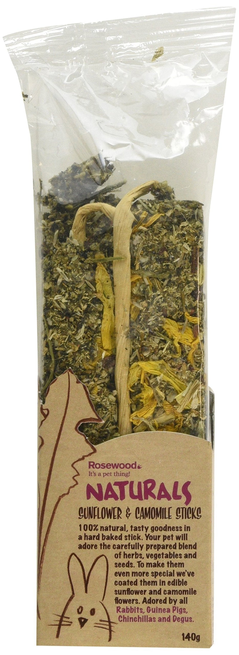 Rosewood Boredom Breaker Natural Treat Sunflower and Chamomile Sticks, transparent, 140 g - PawsPlanet Australia