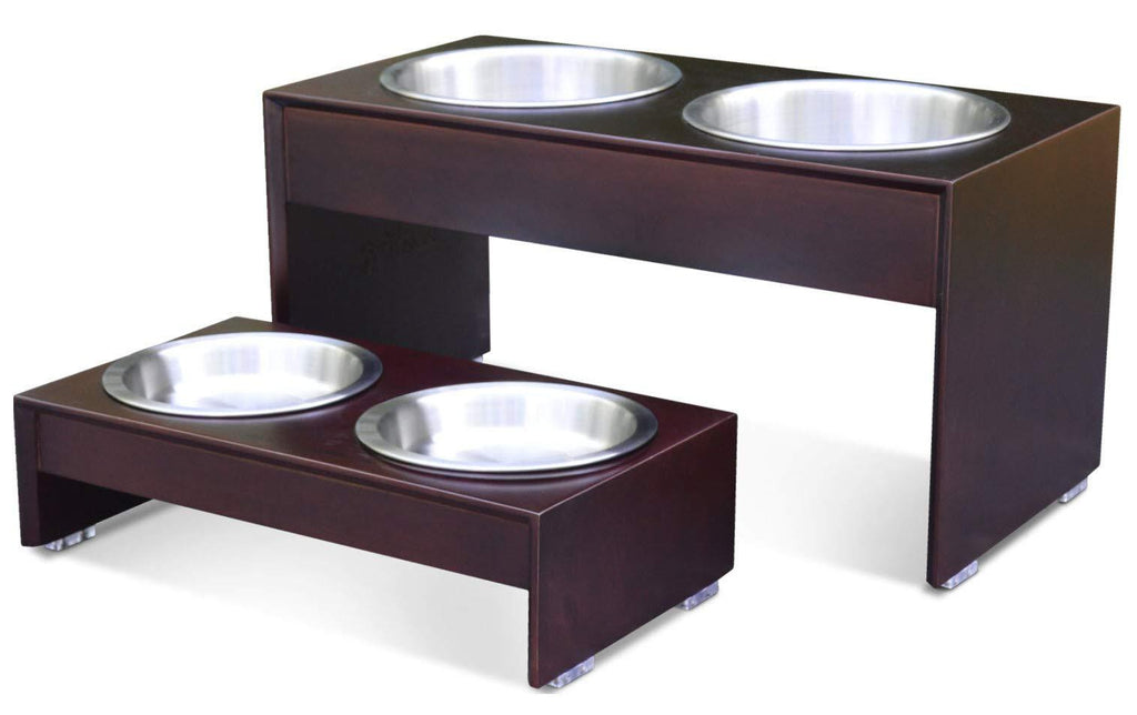 PetFusion Elevated Dog Bowl Stand in Premium Bamboo (responsibly sourced). U.S. FOOD GRADE Stainless steel bowls (Short, 41 x 22 x 10 CM height) Short - 4" - PawsPlanet Australia